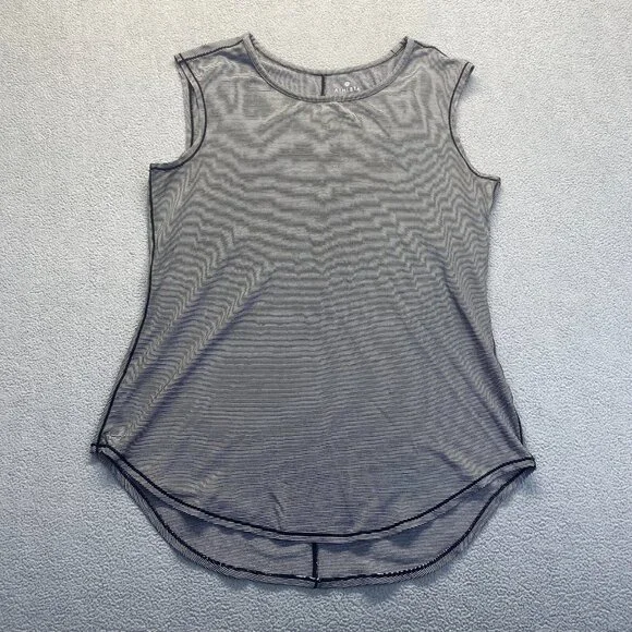 Athleta Womens Shanti Micro Stripe Tank Top Large S Tencel Black White Workout - Picture 9 of 9